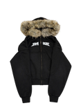 Zip-up fur hoodie